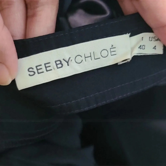 SEE BY CHLOE 100% Silk Victorian Inspired Navy Mini Dress 4 - Picture 9 of 10